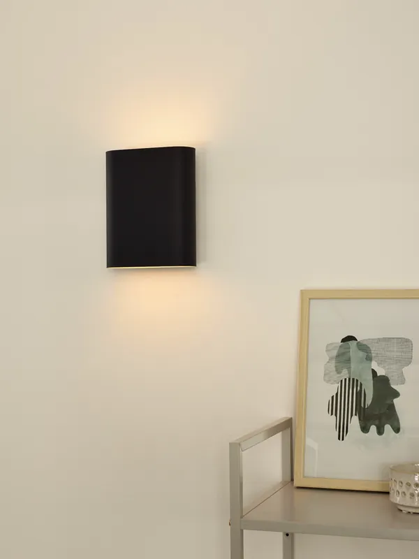 Betaalbaar Lucide Ovalis wandlamp 2x E14 zwart