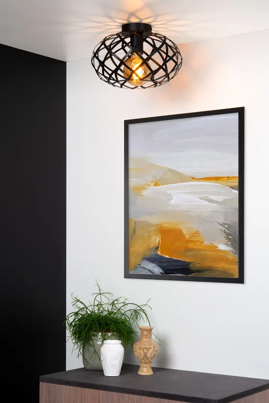 Groothandel Lucide Wolfram plafondlamp 30cm 1x E27 zwart