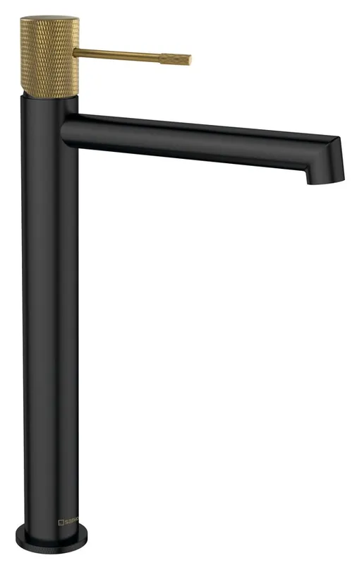 Beste Prijs Sapho Solaris wastafelkraan verhoogd zwart mat / goud PVD coating