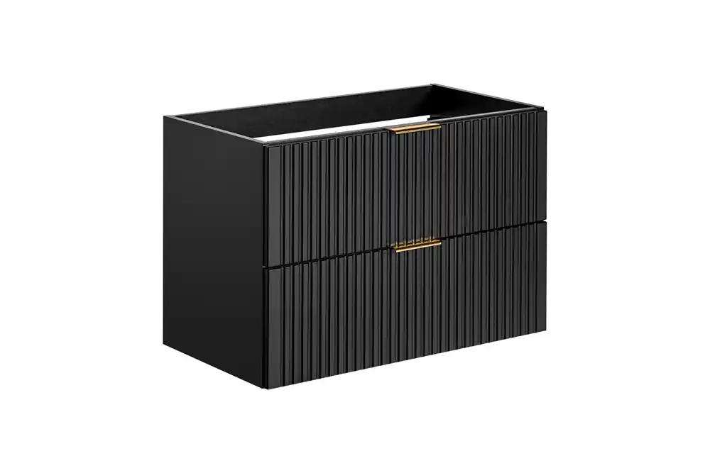 Speciale Aanbieding Comad Adele Black FSC onderkast met ribbelfront 80cm zwart mat