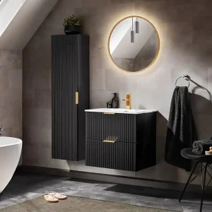Comad Adele Black badkamermeubel 80cm mat zwart met witte wastafel 1 kraangat Garantie Inbegrepen