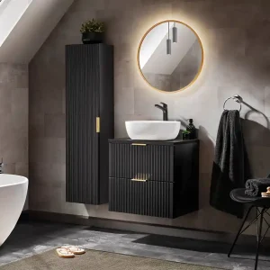 Nieuw Model Comad Adele Black badkamermeubel 60cm mat zwart met witte waskom