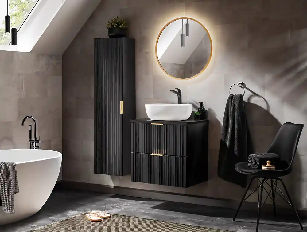 Nieuw Model Comad Adele Black badkamermeubel 60cm mat zwart met witte waskom
