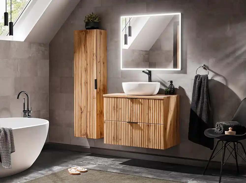 Comad Adele Oak badkamermeubel 60cm eiken met witte waskom Must-Have