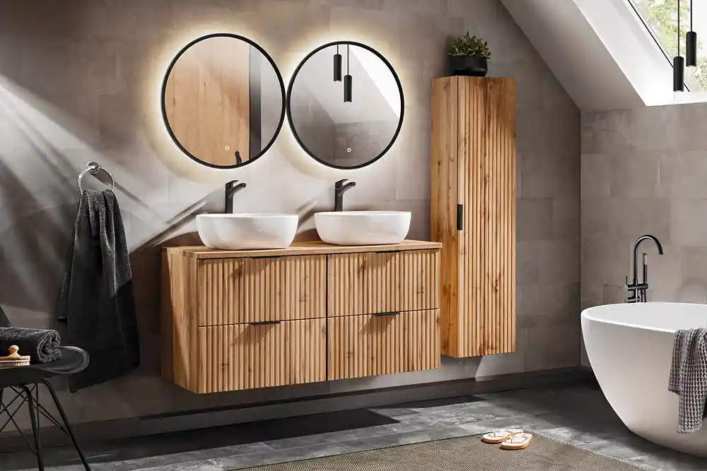 Meest Verkocht Comad Adele Oak badkamermeubel 120cm eiken met 2 waskommen