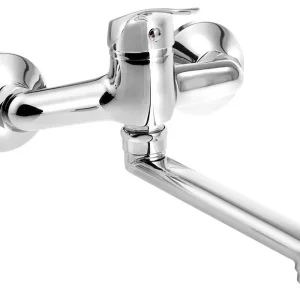 Weekendaanbieding Aqualine 35 wastafelkraan met rechte uitloop 22cm hartafstand 15cm chroom
