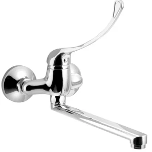 Superprijs Aqualine 35 wastafelkraan met medische hendel en rechte uitloop 22cm hartafstand 10cm chroom