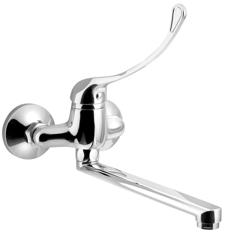 Superprijs Aqualine 35 wastafelkraan met medische hendel en rechte uitloop 22cm hartafstand 10cm chroom