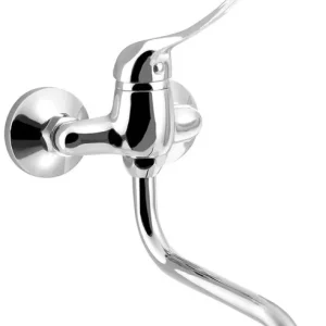 Trendy Aqualine 35 wastafelkraan met medische hendel en uitloop 18cm hartafstand 10cm chroom