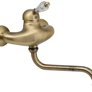 Direct Beschikbaar Sapho Kirké Crystal inbouw wastafelkraan met draaibare uitloop brons