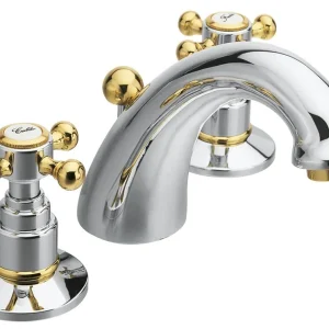 Dagaanbieding Sapho Antea 3-gats wastafelkraan met pop-up waste chroom / goud