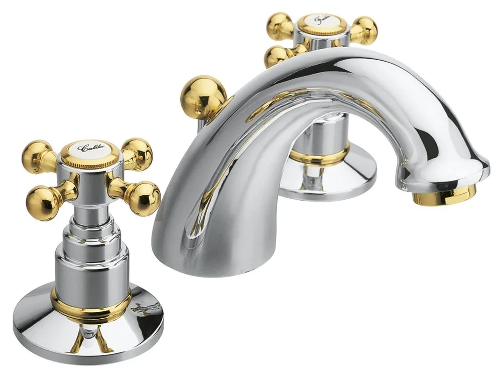 Dagaanbieding Sapho Antea 3-gats wastafelkraan met pop-up waste chroom / goud