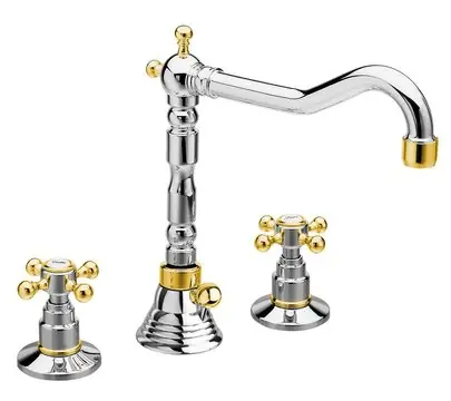 Sapho Antea 3-gats wastafelkraan 17.5cm met pop-up waste chroom / goud Topkwaliteit