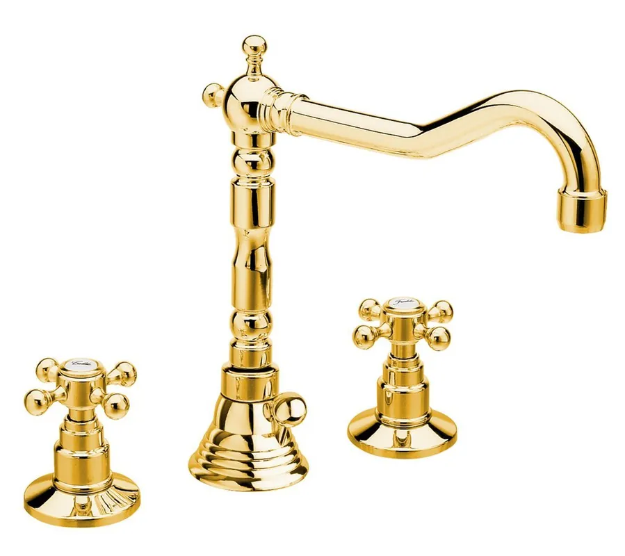 Sapho Antea 3-gats wastafelkraan 17.5cm met pop-up waste goud Beste Prijs