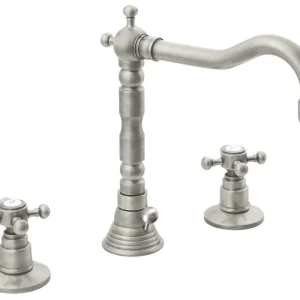 Superprijs Sapho Antea 3-gats wastafelkraan 17.5cm met pop-up waste nikkel geborsteld