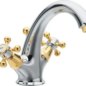 Budget Sapho Antea 1-gats wastafelkraan 12cm met pop-up waste chroom / goud