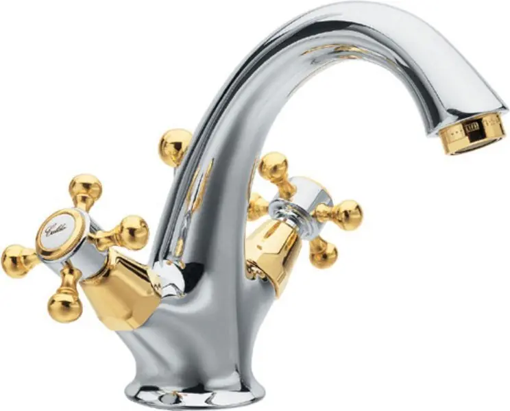 Budget Sapho Antea 1-gats wastafelkraan 12cm met pop-up waste chroom / goud