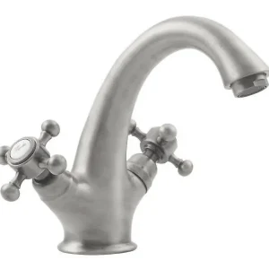 Sapho Antea 1-gats wastafelkraan 12cm met pop-up waste nikkel geborsteld Modern