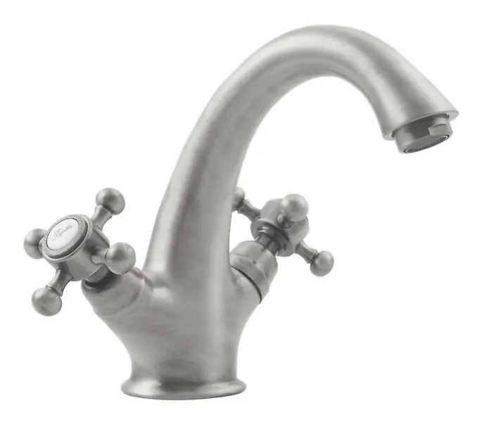 Sapho Antea 1-gats wastafelkraan 12cm met pop-up waste nikkel geborsteld Modern