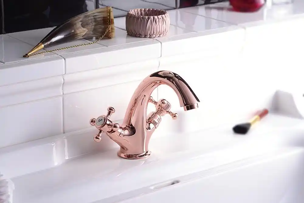 Nu Kopen Sapho Antea 1-gats wastafelkraan 12cm met pop-up waste rosé goud