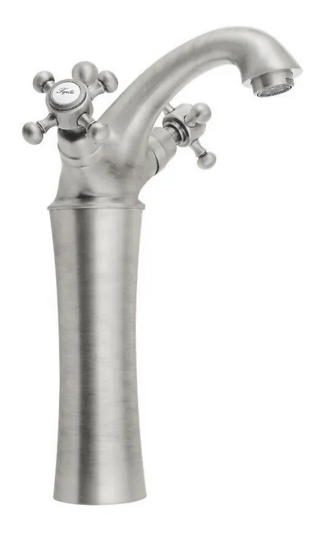 Sapho Antea 1-gats wastafelkraan verhoogd 25cm met pop-up waste nikkel geborsteld Exclusief
