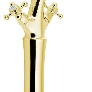Sapho Antea 1-gats wastafelkraan verhoogd 30cm met pop-up waste goud Actieprijs