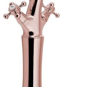 Sapho Antea 1-gats wastafelkraan verhoogd 30cm met pop-up waste rosé goud Luxe