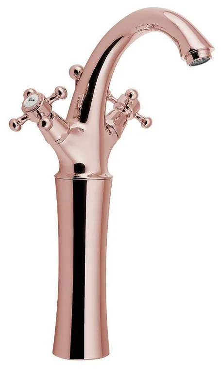 Sapho Antea 1-gats wastafelkraan verhoogd 30cm met pop-up waste rosé goud Luxe