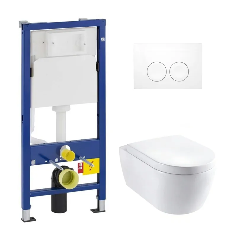 Wereldwijde Verzending Geberit UP100 toiletset met Lambini Sub randloos toilet en softclose zitting