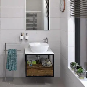 Sapho Skara badmeubel met Solid Surface wastafelblad 59cm eiken collingwood Gecertificeerd
