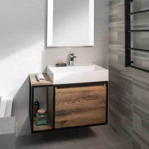 Sapho Skara badmeubel met witte wastafel 80cm eiken collingwood Modern