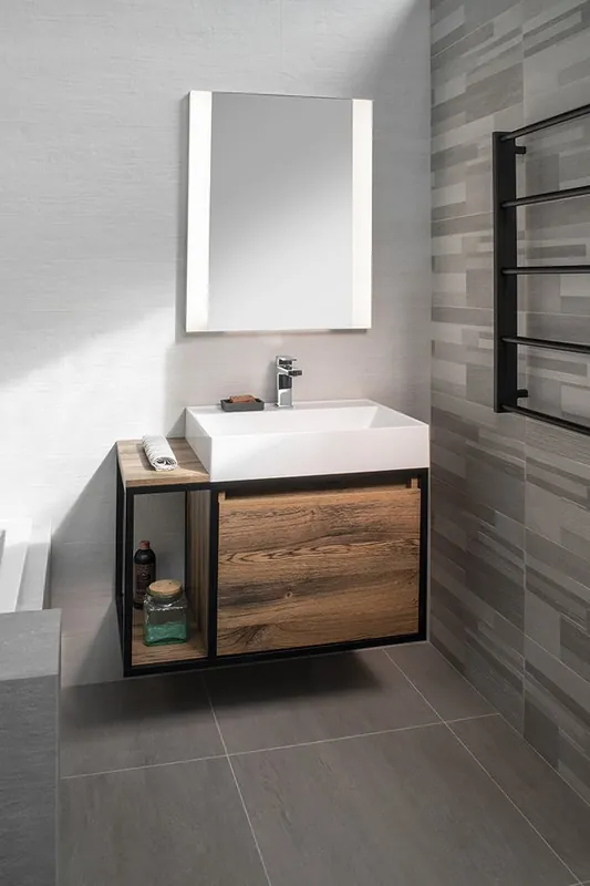 Sapho Skara badmeubel met witte wastafel 80cm eiken collingwood Modern