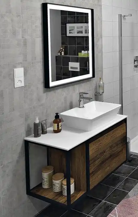 Budget Sapho Skara badmeubel met Solid Surface wastafelblad 80cm eiken collingwood