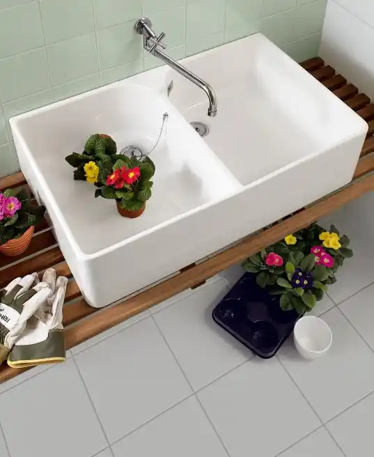 Aanbieding Villeroy & Boch O.novo gootsteen dubbel 80x50cm ceramic+ wit