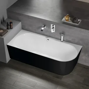 Polysan Sussi half vrijstaand bad links 159.5x70cm zwart/wit Modern