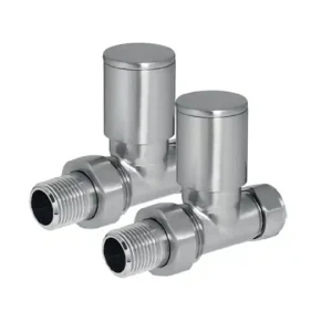Authentiek SSI Design radiatorkraan recht RVS geborsteld