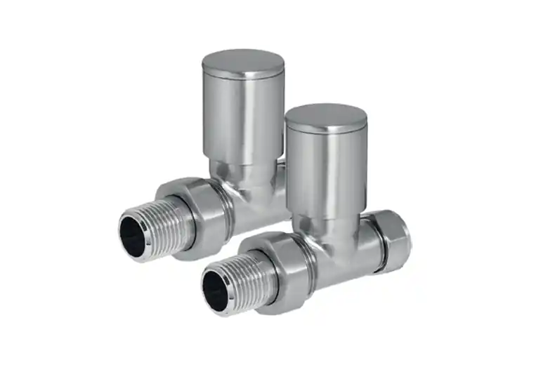 Authentiek SSI Design radiatorkraan recht RVS geborsteld