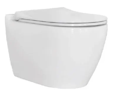 Badstuber Uno randloos hangend toilet met softclose zitting wit Origineel