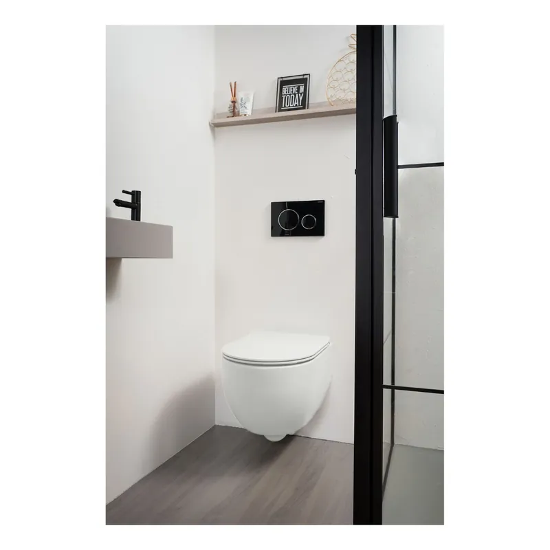 Nu Kopen Xenz Gio randloos toilet 52cm met vortexspoeling en zitting wit mat