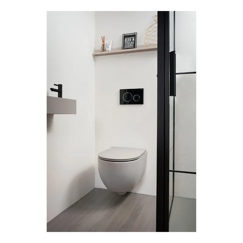 Budget Xenz Gio randloos toilet 52cm met vortexspoeling en zitting grijs mat