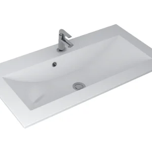 Sanicare Q4 mineraalmarmeren wastafel 99.2x45cm met 1 kraangat wit Populair