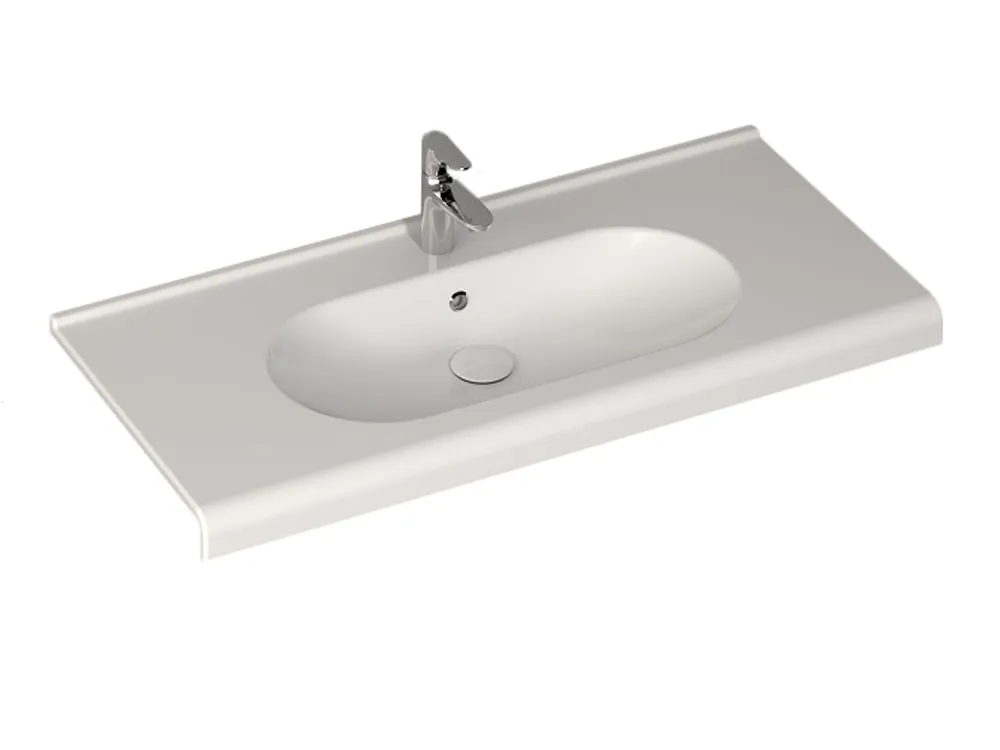 Sanicare Q9 keramische wastafel 100x47cm wit Ambachtelijk