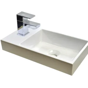 Betaalbaar Sanicare Q40 mineraalmarmeren fontein voor toiletmeubel 40x22cm wit