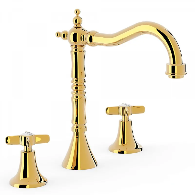 Tres Clasic 3-gats wastafelkraan met hoge uitloop goud Koop Online