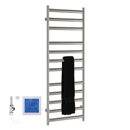 Gratis Retour SSI Design Athena elektrische radiator met witte digitale thermostaat RVS geborsteld 120x35cm 150W