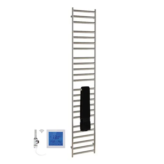 SSI Design Athena elektrische radiator met witte digitale thermostaat RVS geborsteld 160x35cm 300W Gecertificeerd