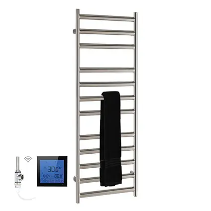 SSI Design Athena elektrische radiator met zwarte digitale thermostaat RVS geborsteld 120x60cm 600W Speciale Aanbieding