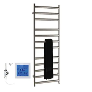 SSI Design Athena elektrische radiator met witte digitale thermostaat RVS geborsteld 120x60cm 600W Exclusieve Aanbieding