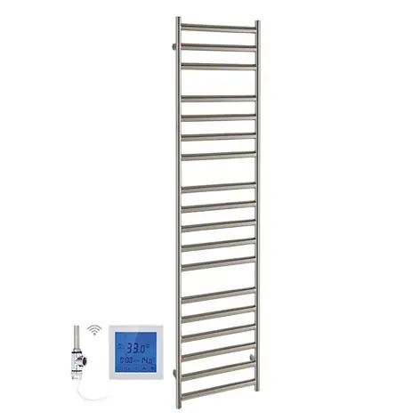 SSI Design Athena elektrische radiator met witte digitale thermostaat RVS geborsteld 140x60cm 600W Topkwaliteit