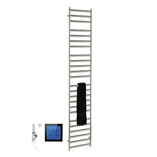 SSI Design Athena elektrische radiator met zwarte digitale thermostaat RVS geborsteld 160x60cm 600W Gecertificeerd